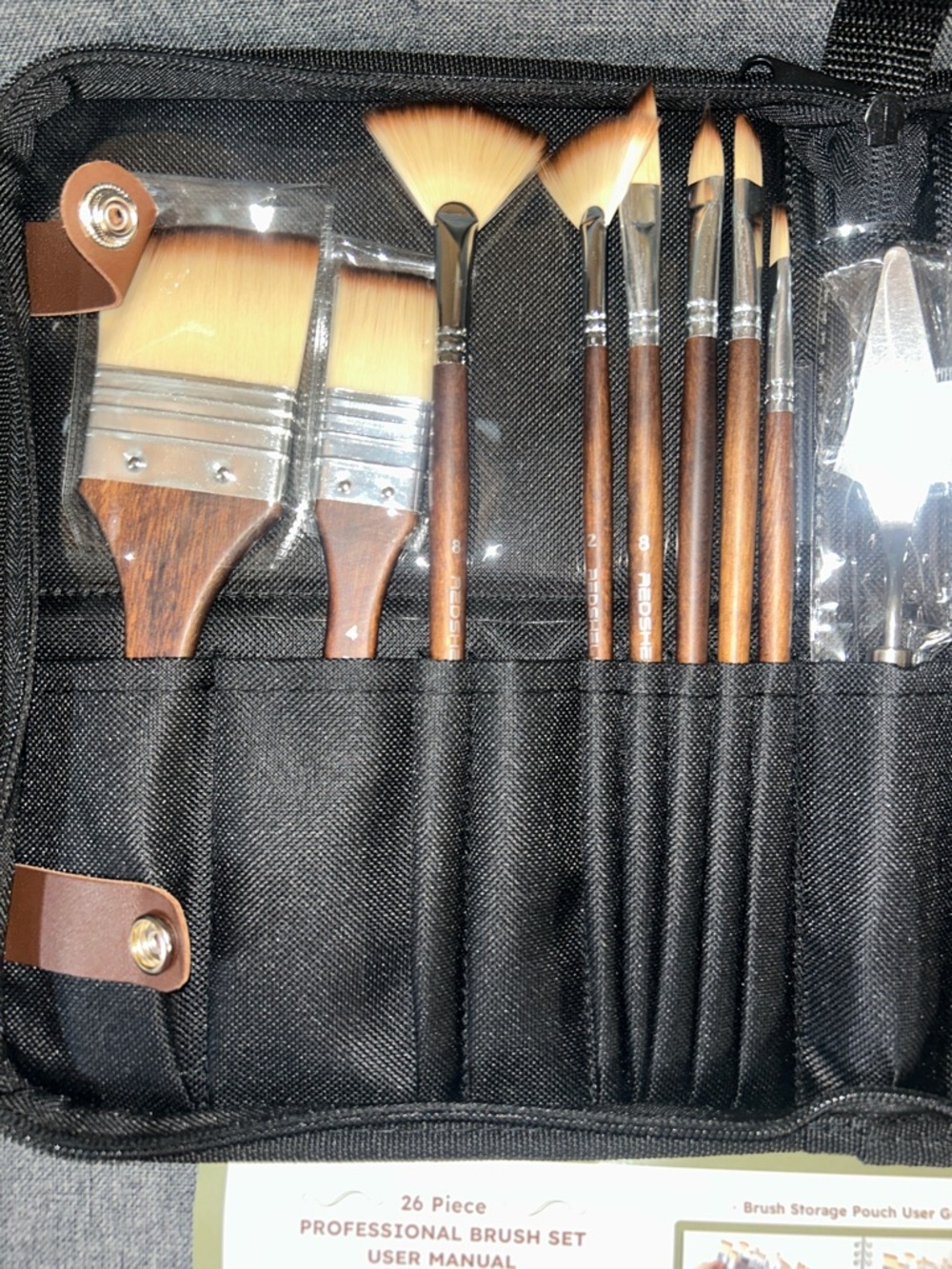 Gray Artist Brush Tote with Palette and 26 Piece Professional Brush Set - Picture 8 of 16